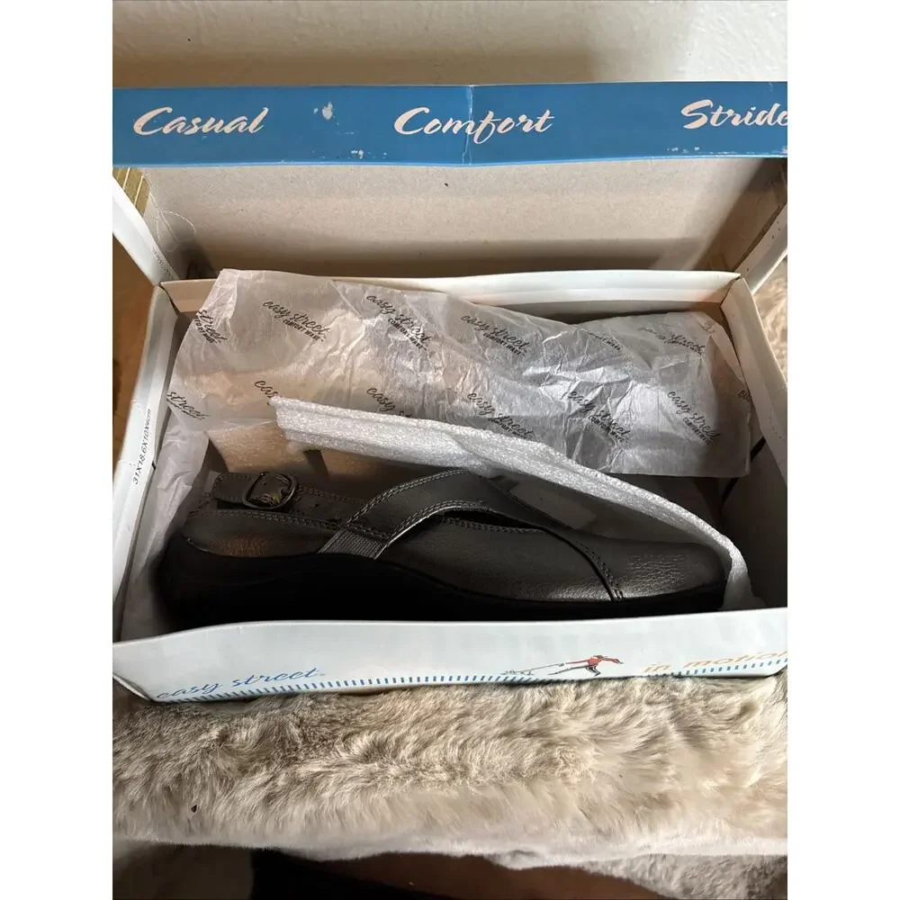 Easy Street Sportster Slingback Mule Pewter‎ 7.5 M